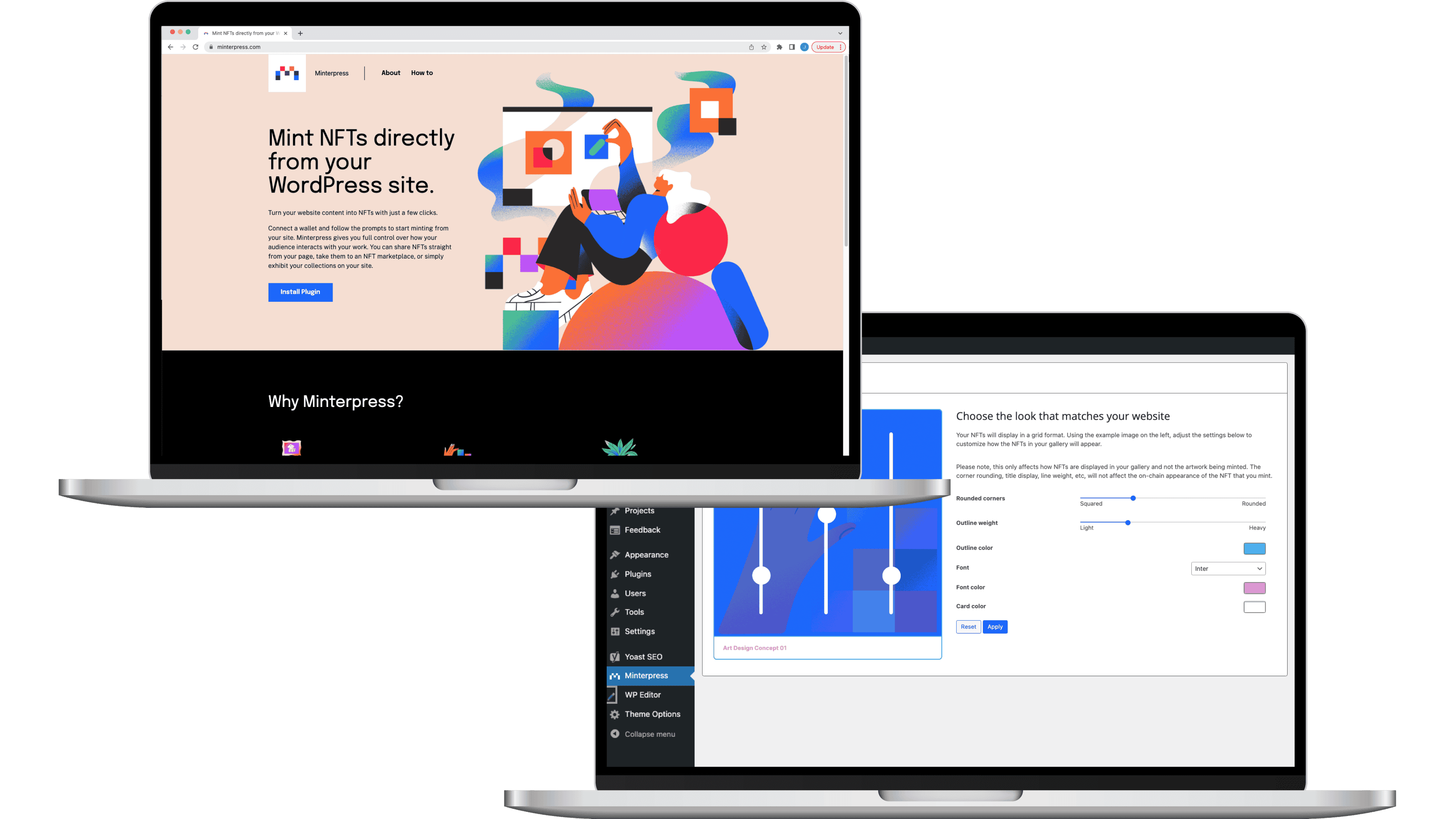 Minterpress desktop mockups